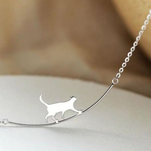 925 Silver Strutting Cat Necklace